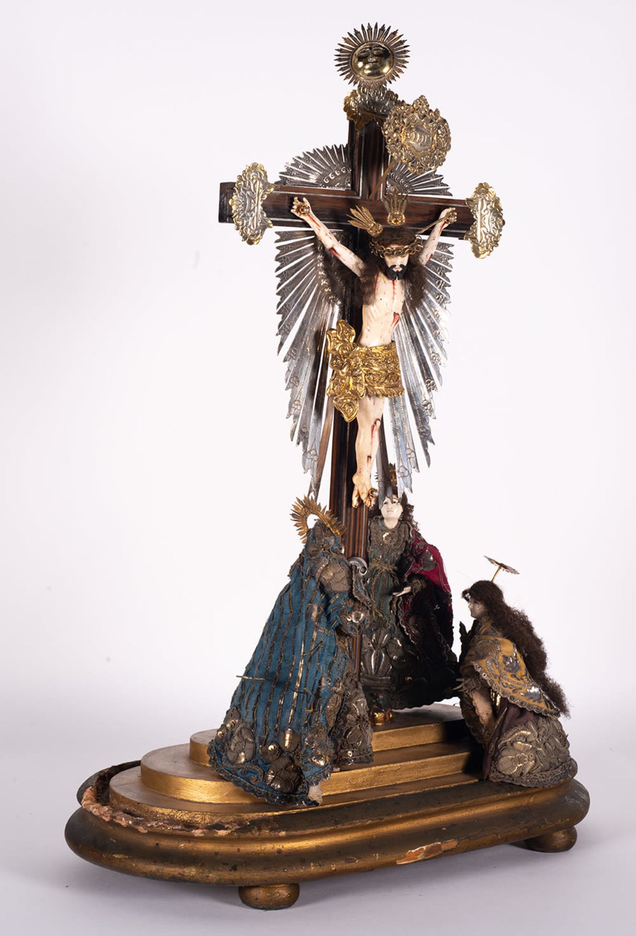 Exceptional 18th century Hispano Phillippine Calvary in ivory, rosewood and silver, with CITES - Image 9 of 10