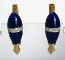 18kt gold cufflinks, enamel and diamonds