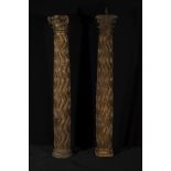 Pair of Renaissance Columns in gilded wood, 17th century
