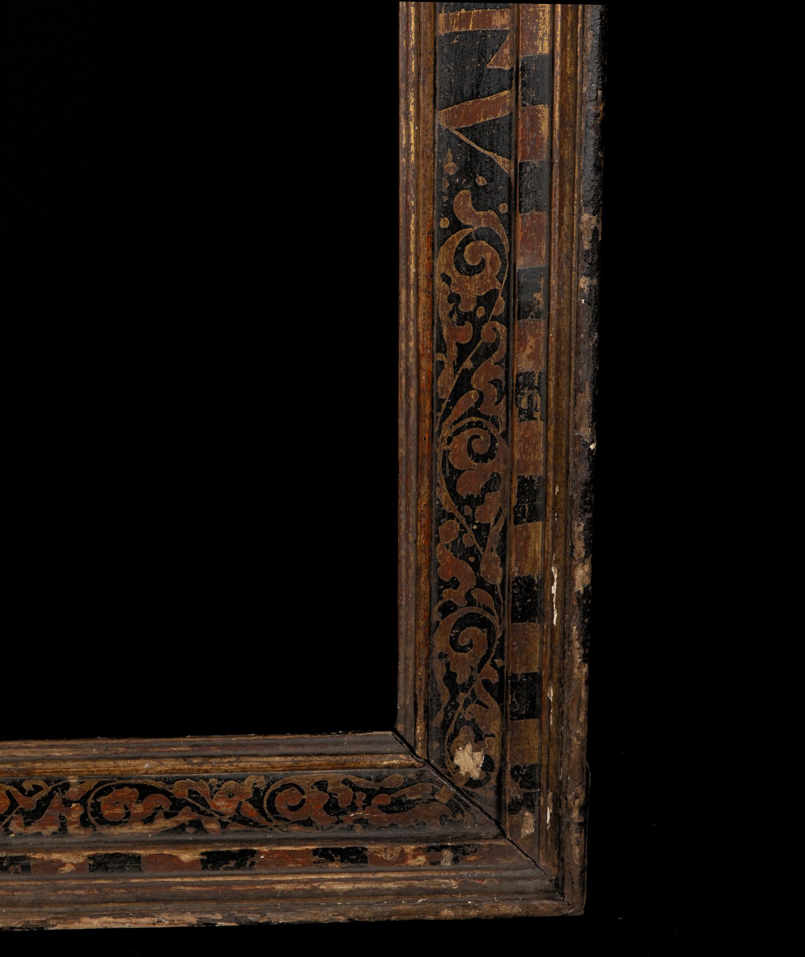 Spectacular antique sgraffito frame from the 16th century Hispanic Flemish from the 16th century - Image 3 of 7