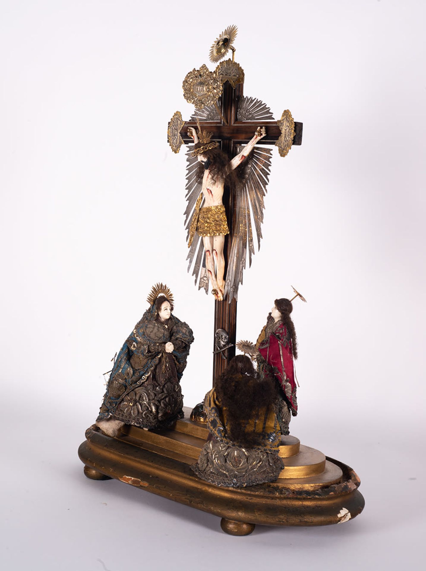 Exceptional 18th century Hispano Phillippine Calvary in ivory, rosewood and silver, with CITES - Image 8 of 10