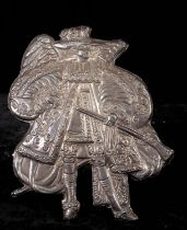 Great Archangel Arcabucero in embossed and chiseled fine sterling silver, late 18th century