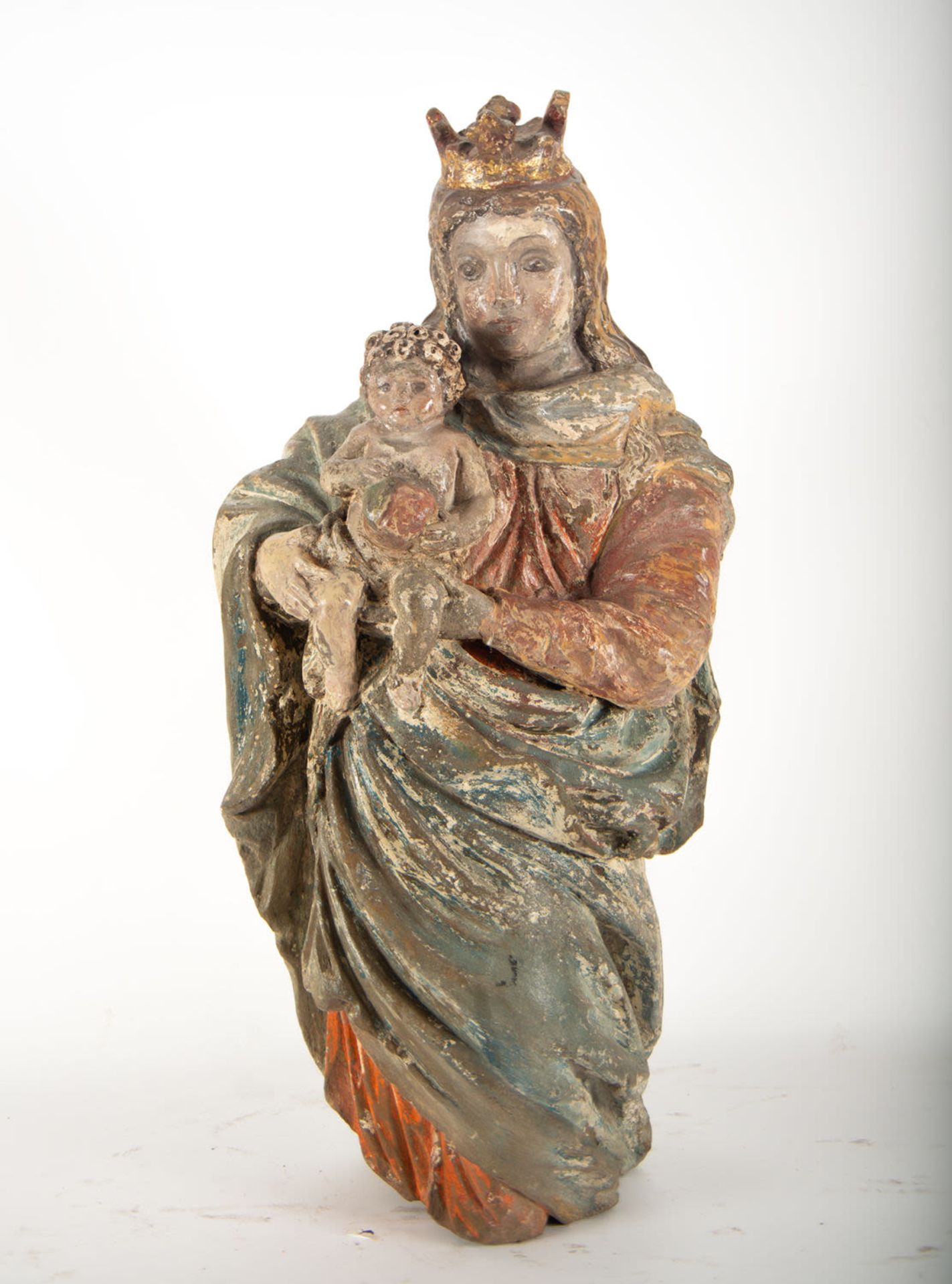 Virgin with Child in polychrome stone, Talleres de Malines, XV - XVI centuries
