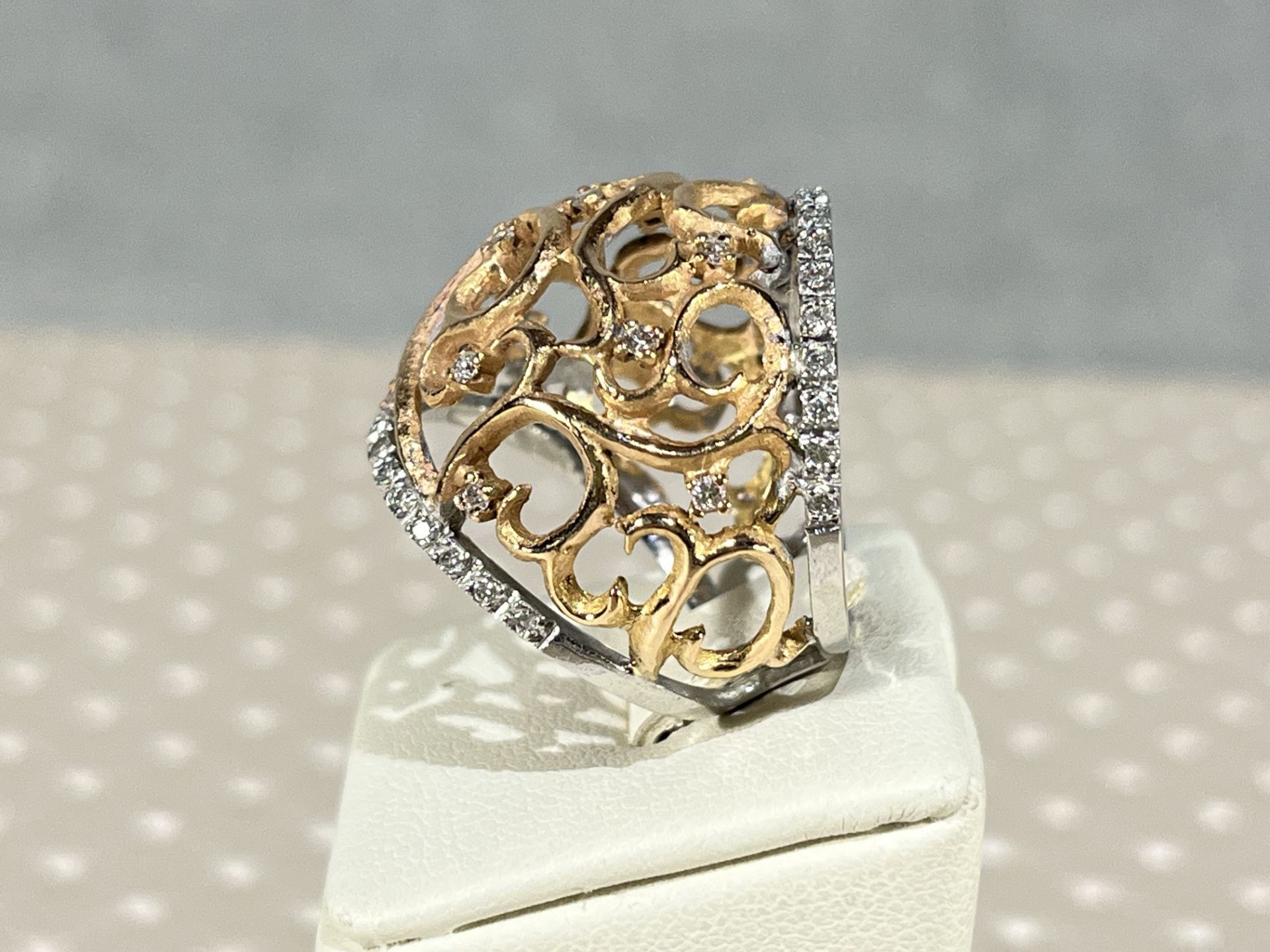 18k white and rose GOLD ring - Brilliant cut diamonds 0.60 ct - Weight: 11.7 gr - Image 3 of 4