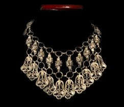 Beautiful Berber silver filigree necklace and denarii, around 1900