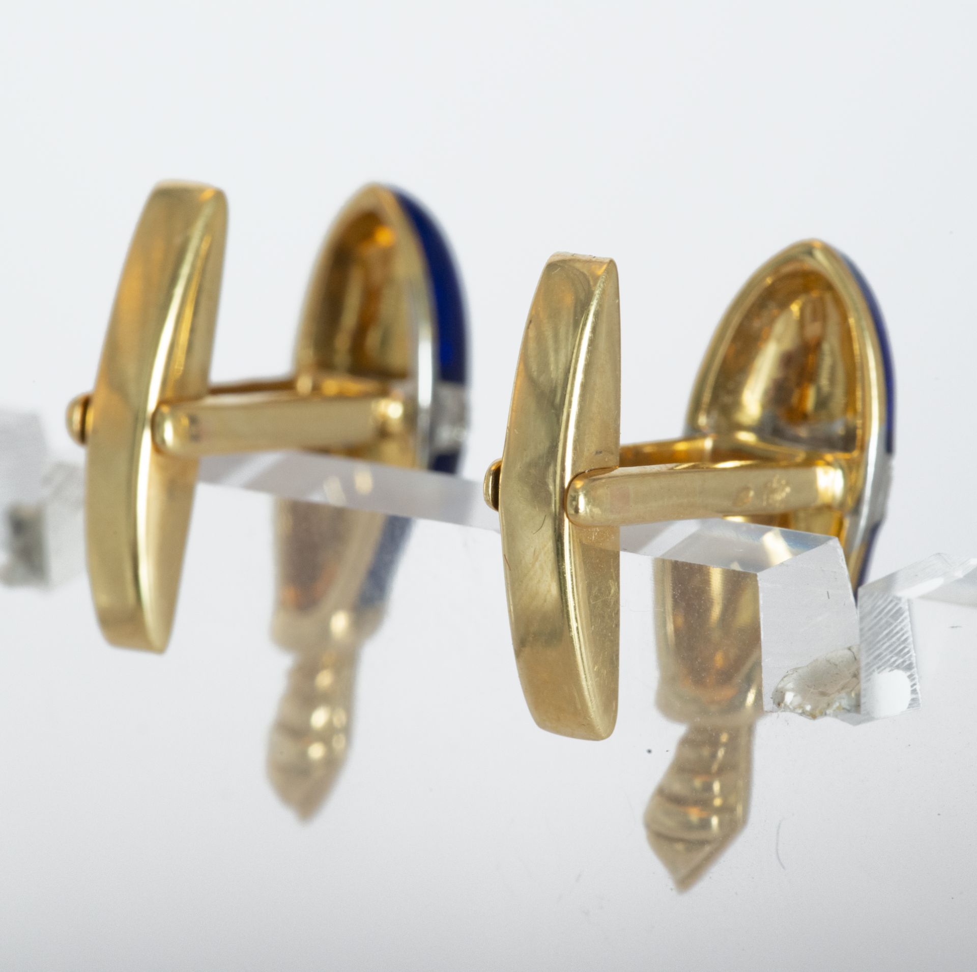 18kt gold cufflinks, enamel and diamonds - Image 3 of 3
