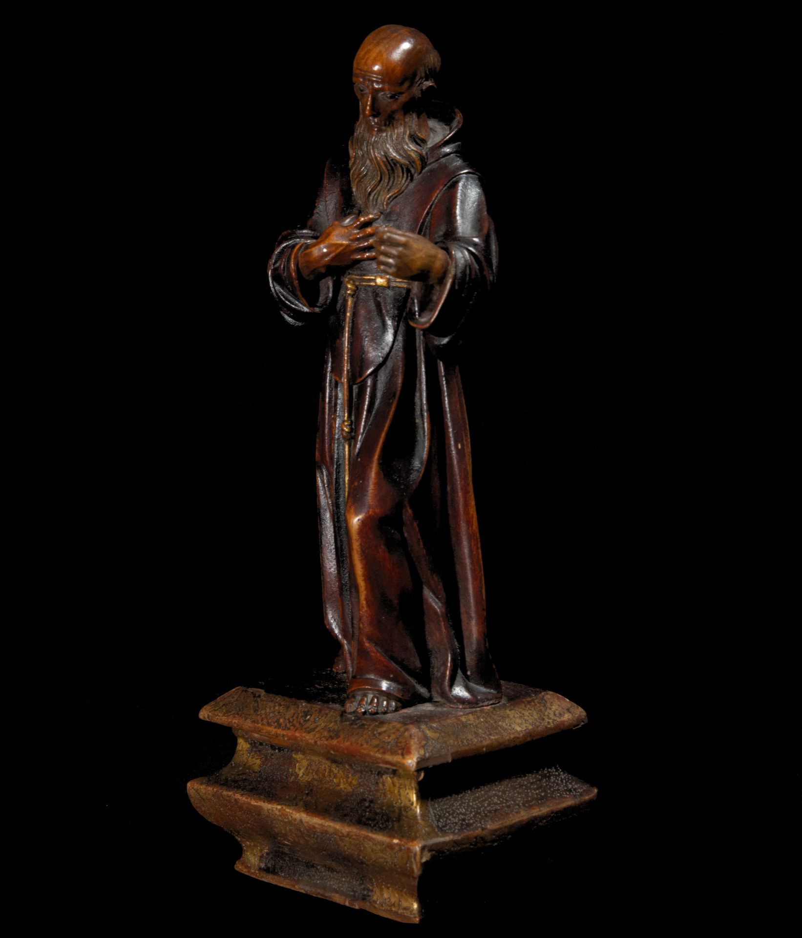 Boxwood figure from the 16th century representing Saint Francis of Paula, Italy, Genoese or Florenti - Image 3 of 6