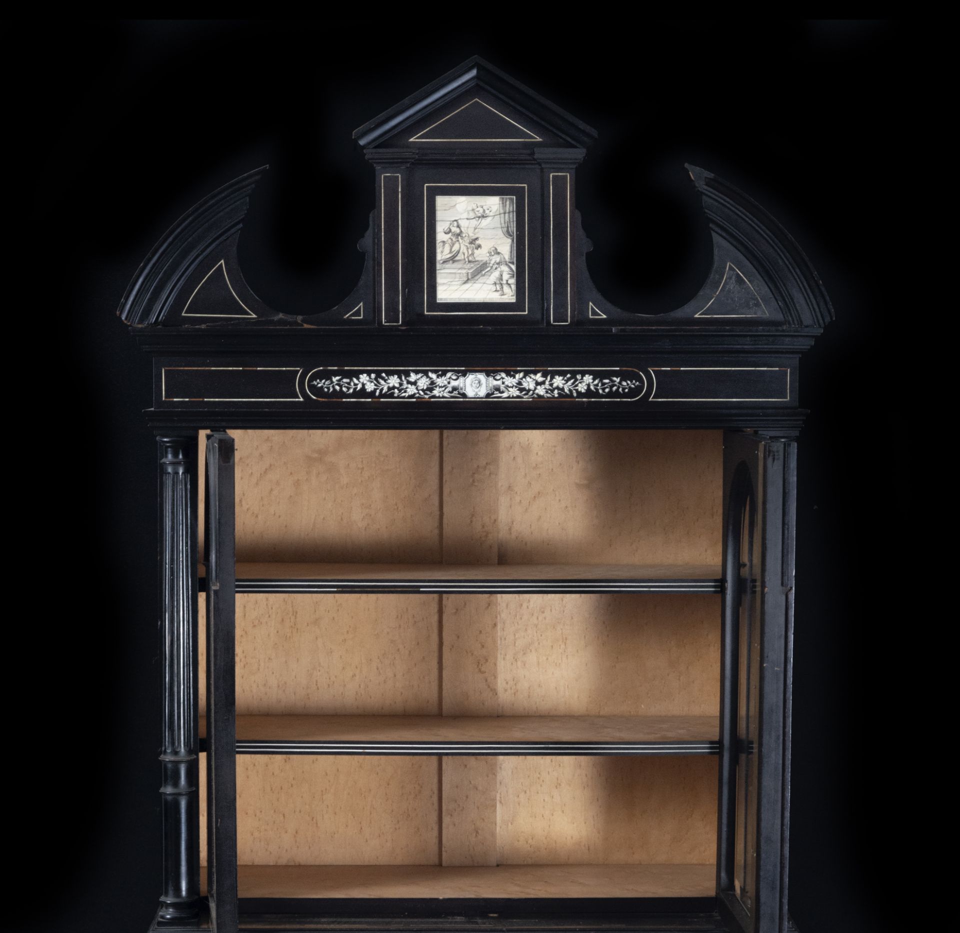 Elegant Florentine bookcase display case in rosewood and bone marquetry, 19th century Italian work - Bild 5 aus 9