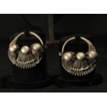Pair of silver lady's earrings in the shape of balls, Berber silver work, around 1900