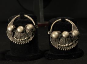Pair of silver lady's earrings in the shape of balls, Berber silver work, around 1900