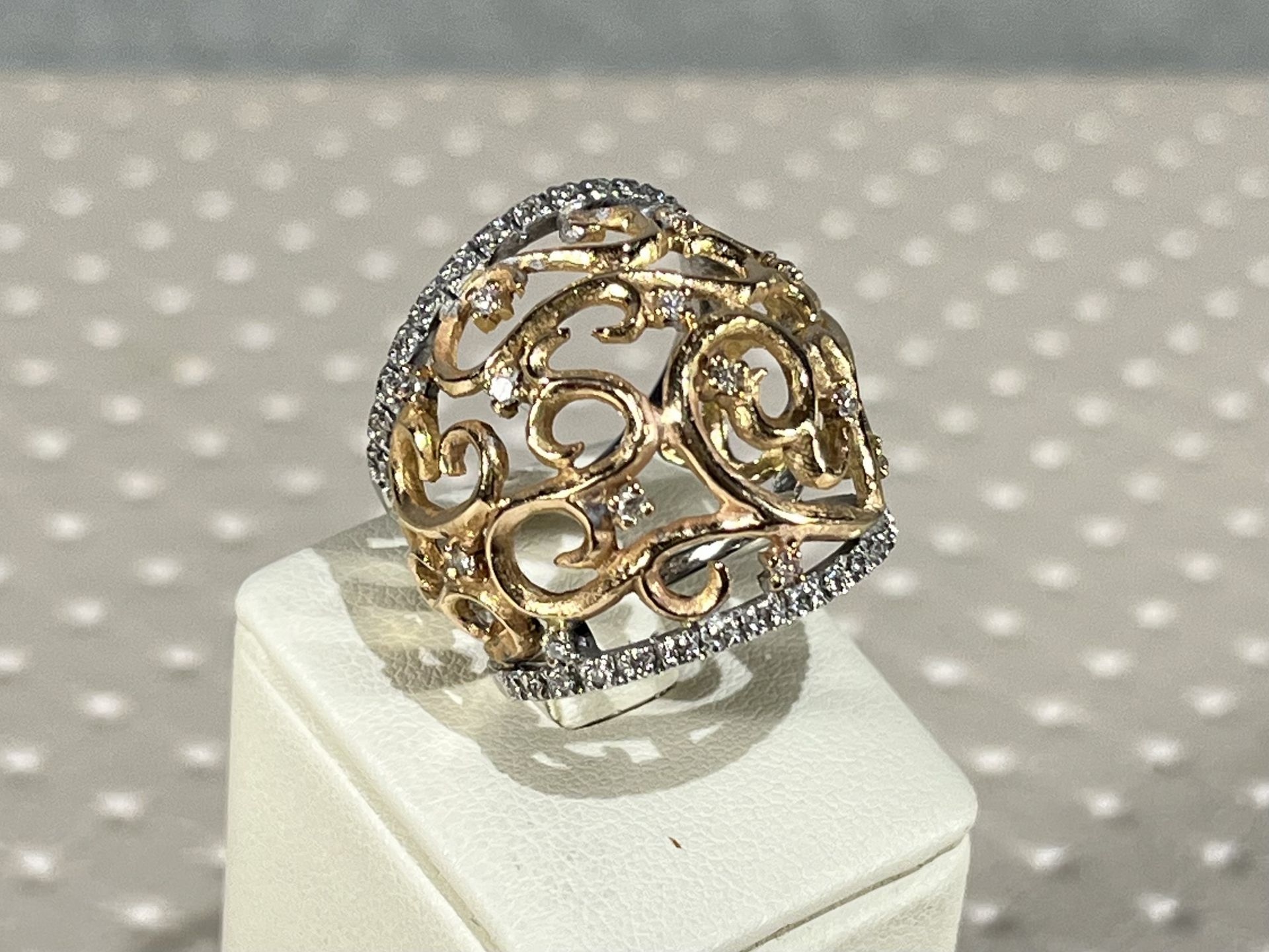 18k white and rose GOLD ring - Brilliant cut diamonds 0.60 ct - Weight: 11.7 gr