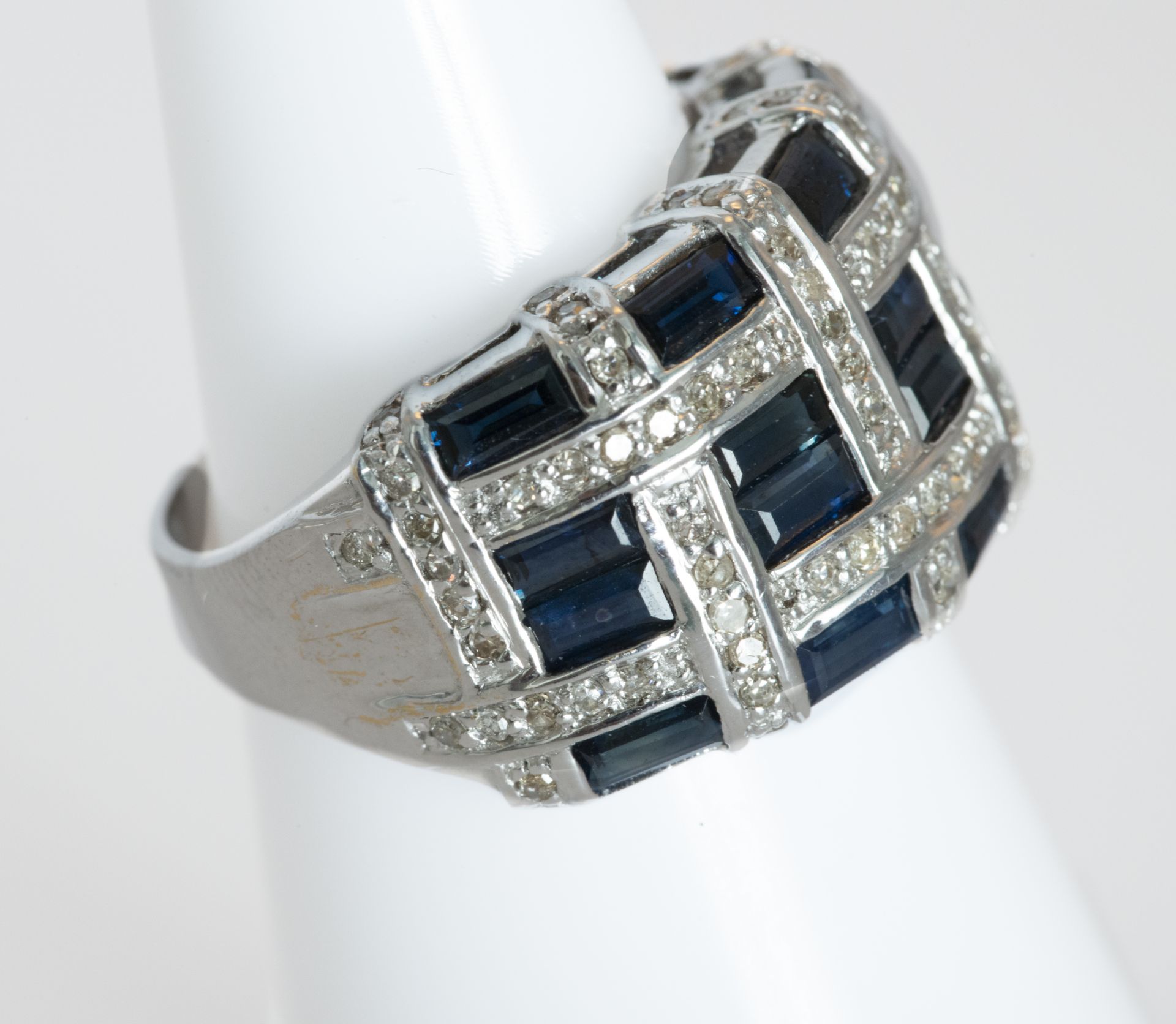 18 kt white gold ring with sapphires and diamonds - Bild 4 aus 4