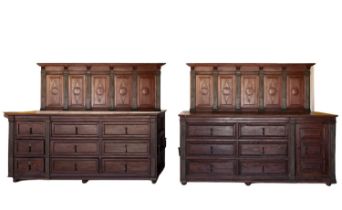 Very Large Pair of Ecclesiastical Chests of Drawers in wood and forge, Toledo or Salamanca, Spanish