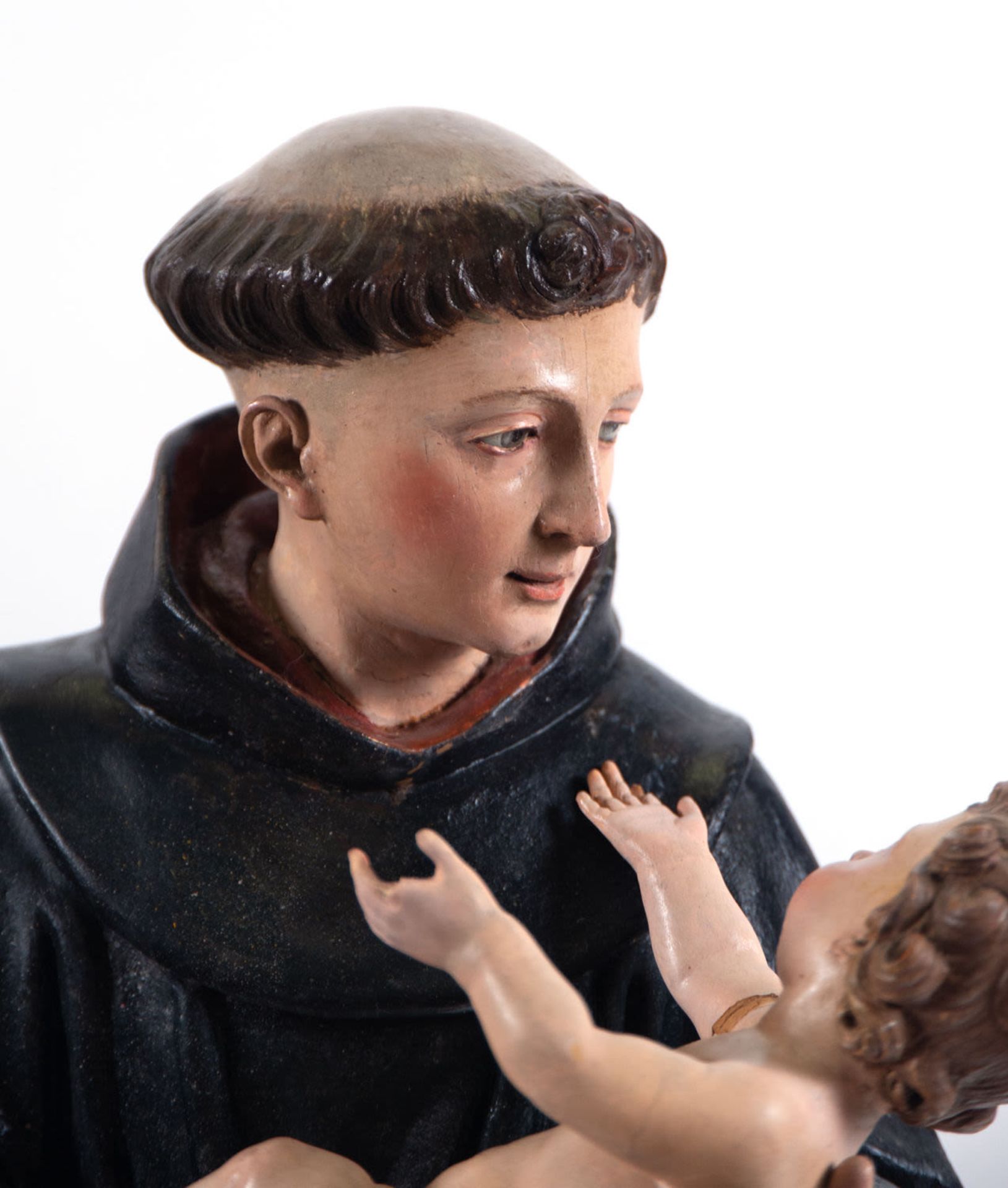 Important Carving of Saint Anthony of Padua, circle of Nicola Fumo (1647 - 1725), 18th century Neapo - Image 2 of 6