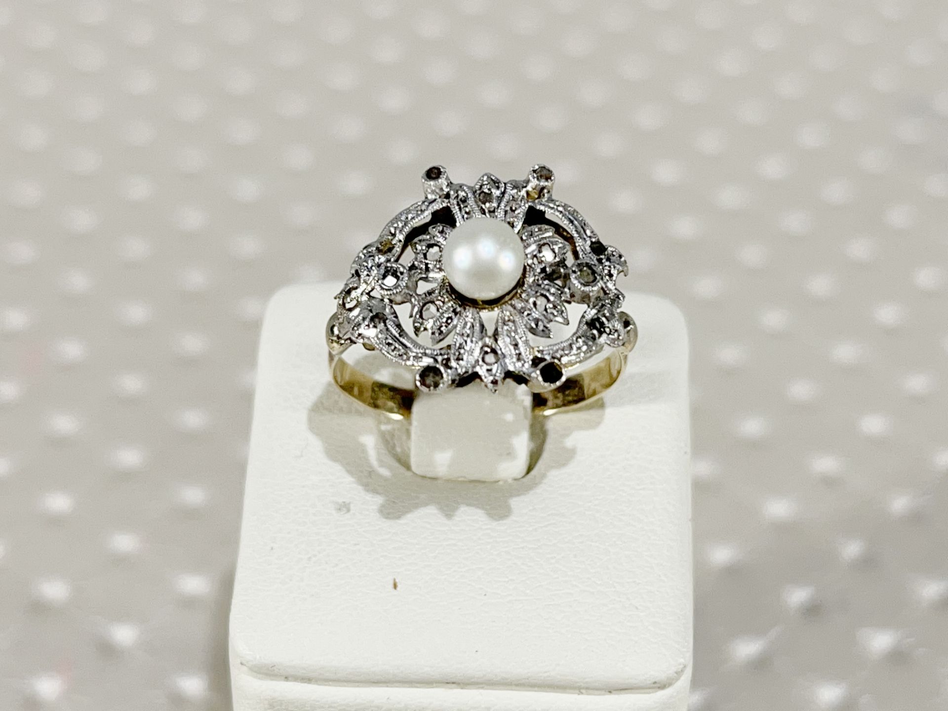 Elizabethan ring in 18k white and yellow GOLD and diamond tip - Bild 2 aus 4