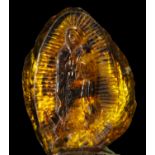 Exceptional Virgin of Guadalupe next to Juan Diego in Amber , Mexican colonial work 18th century