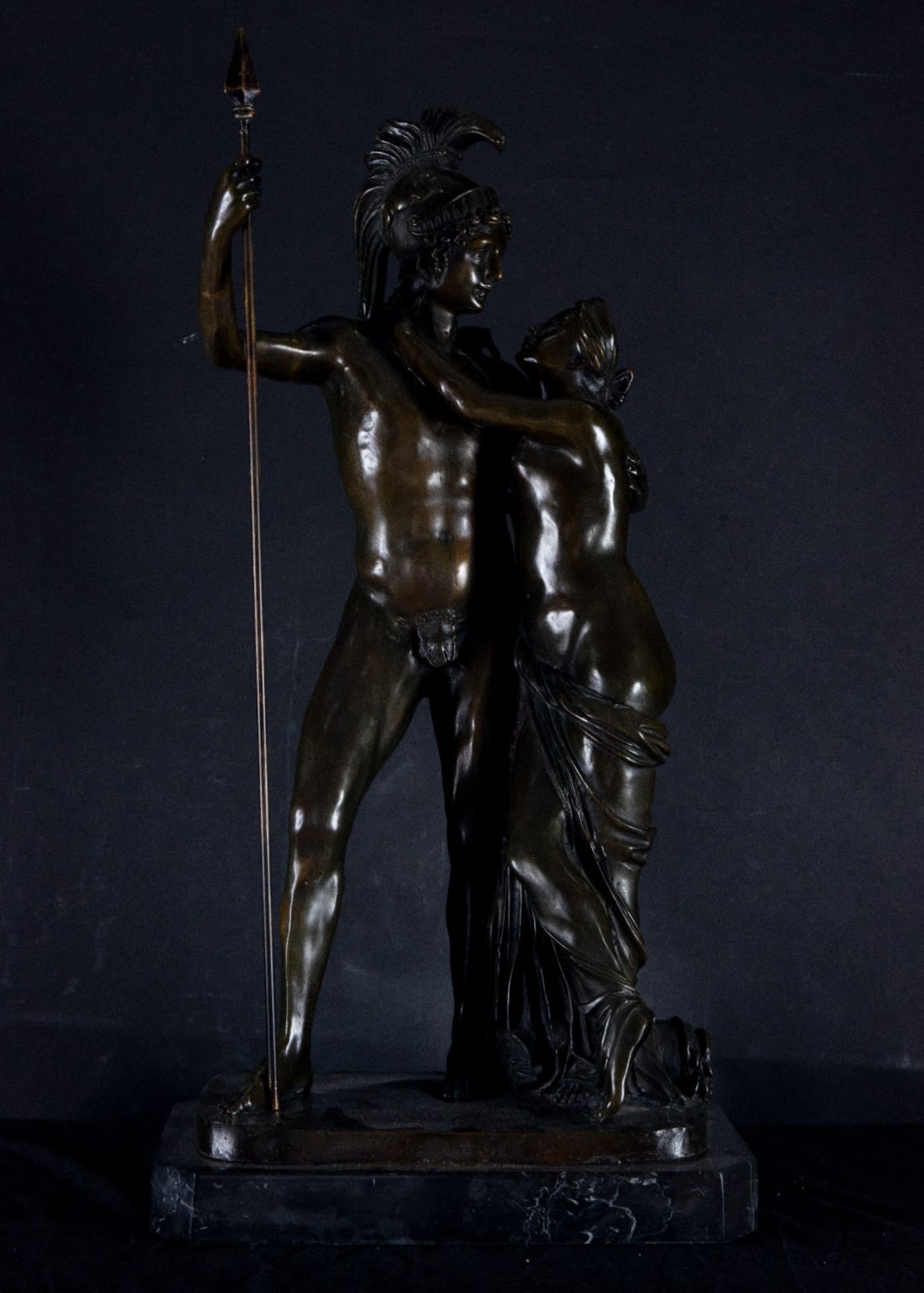 Mars and Venus, Large Grand Tour group in Patinated Bronze, Italy, 19th century