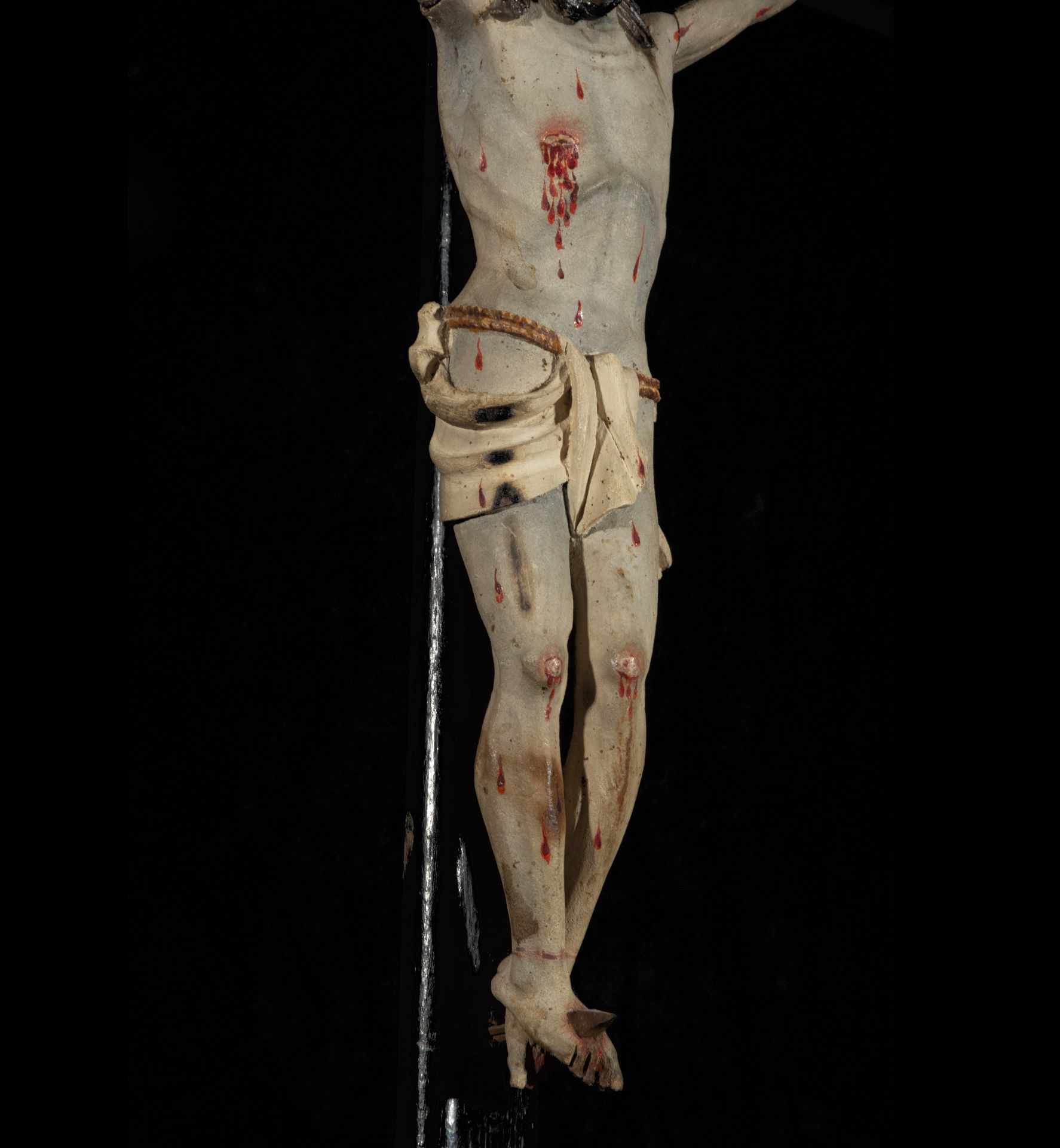 Expiring Filipino Christ in polychrome wood, 19th century Philippine colonial school - Image 7 of 8