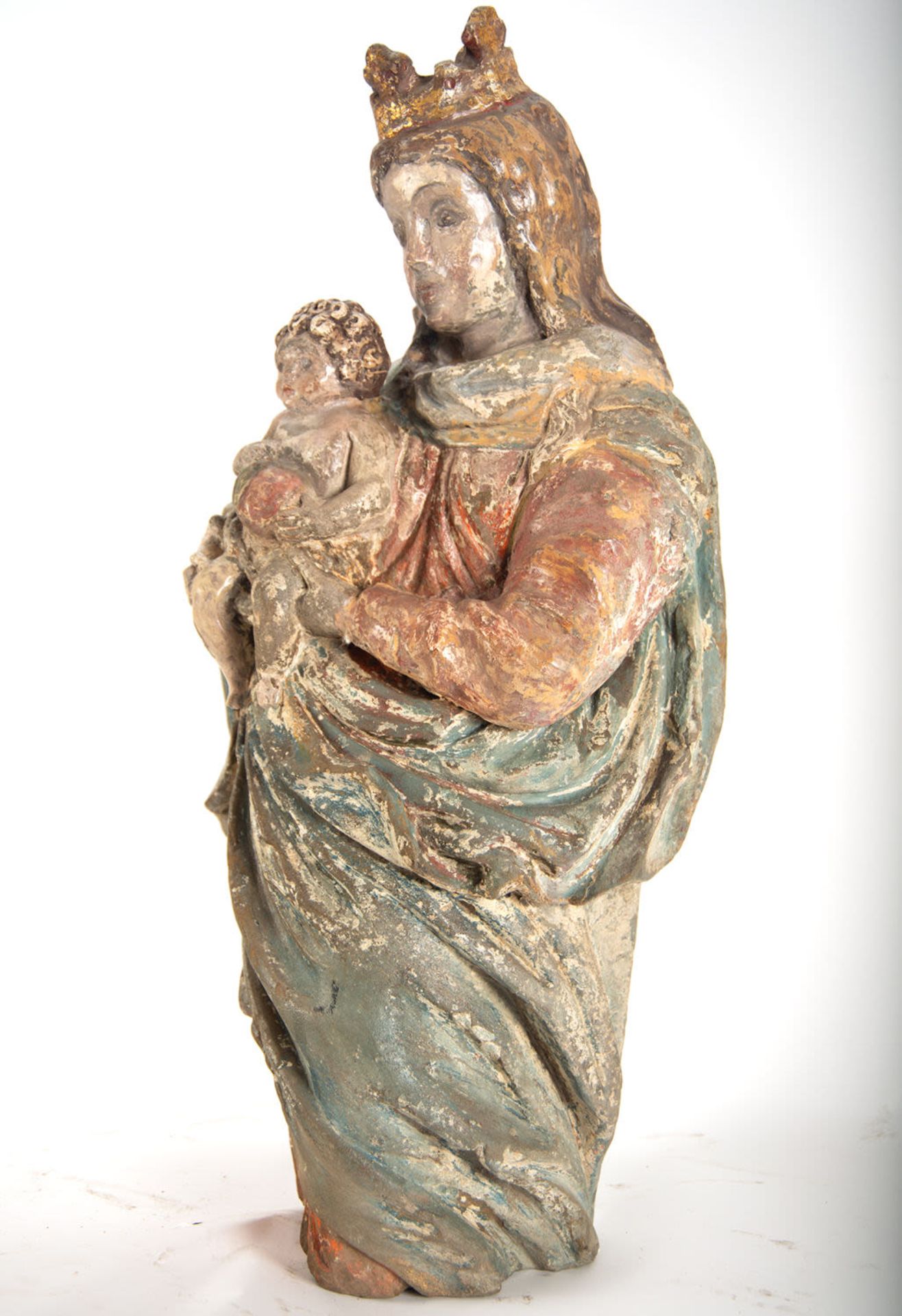 Virgin with Child in polychrome stone, Talleres de Malines, XV - XVI centuries - Image 8 of 14