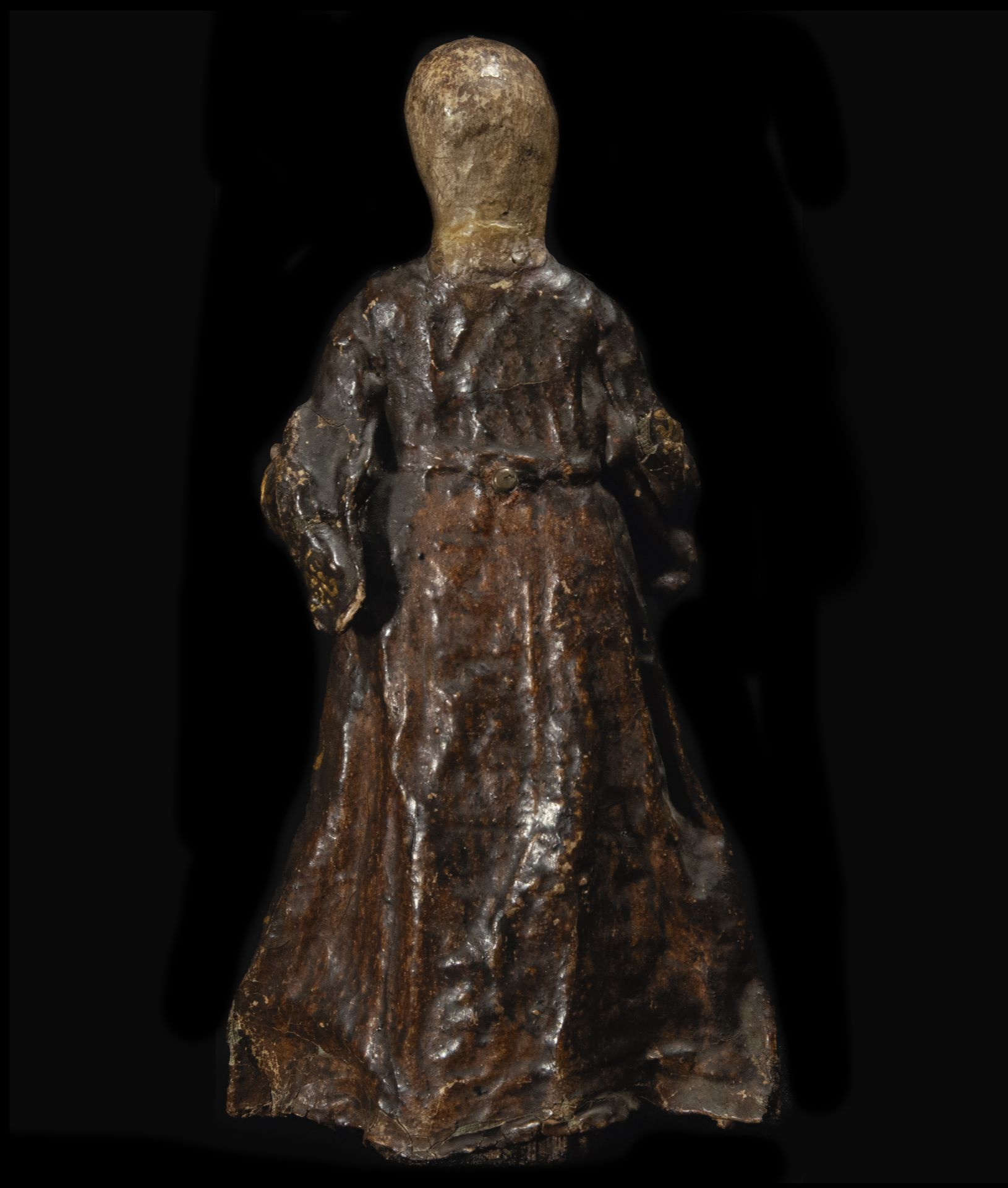 Virgin of Carmo in wood and glued fabric, colonial school of Quito from the 17th century - Image 3 of 5