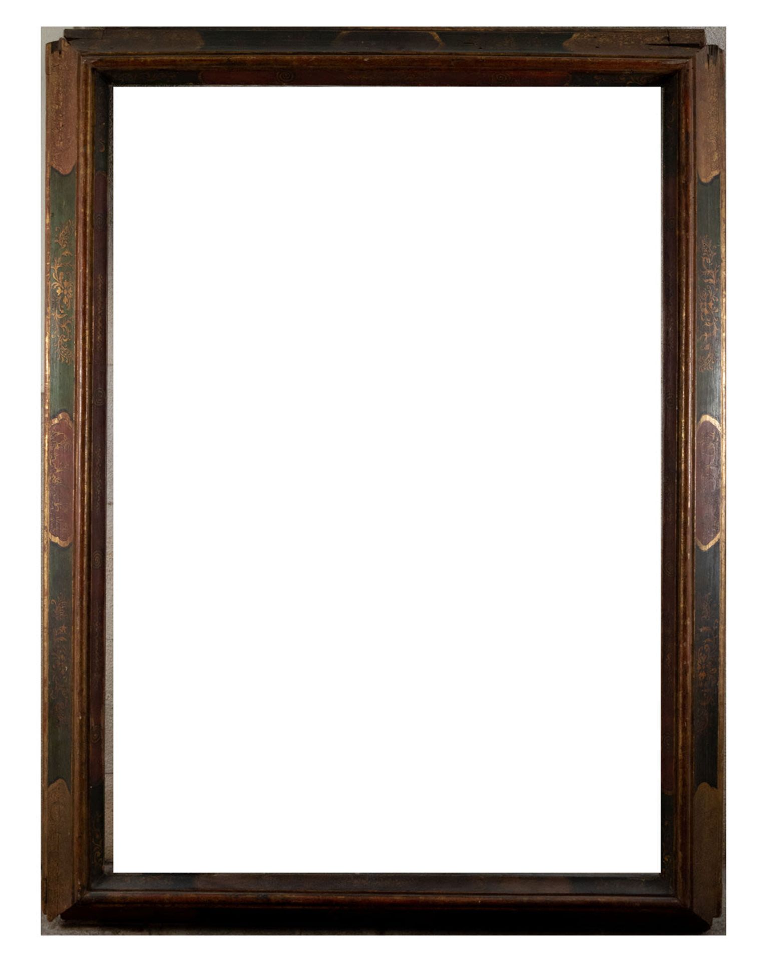 Large period frame in gilded, marbled and polychrome wood, Provenzal France, 17th century