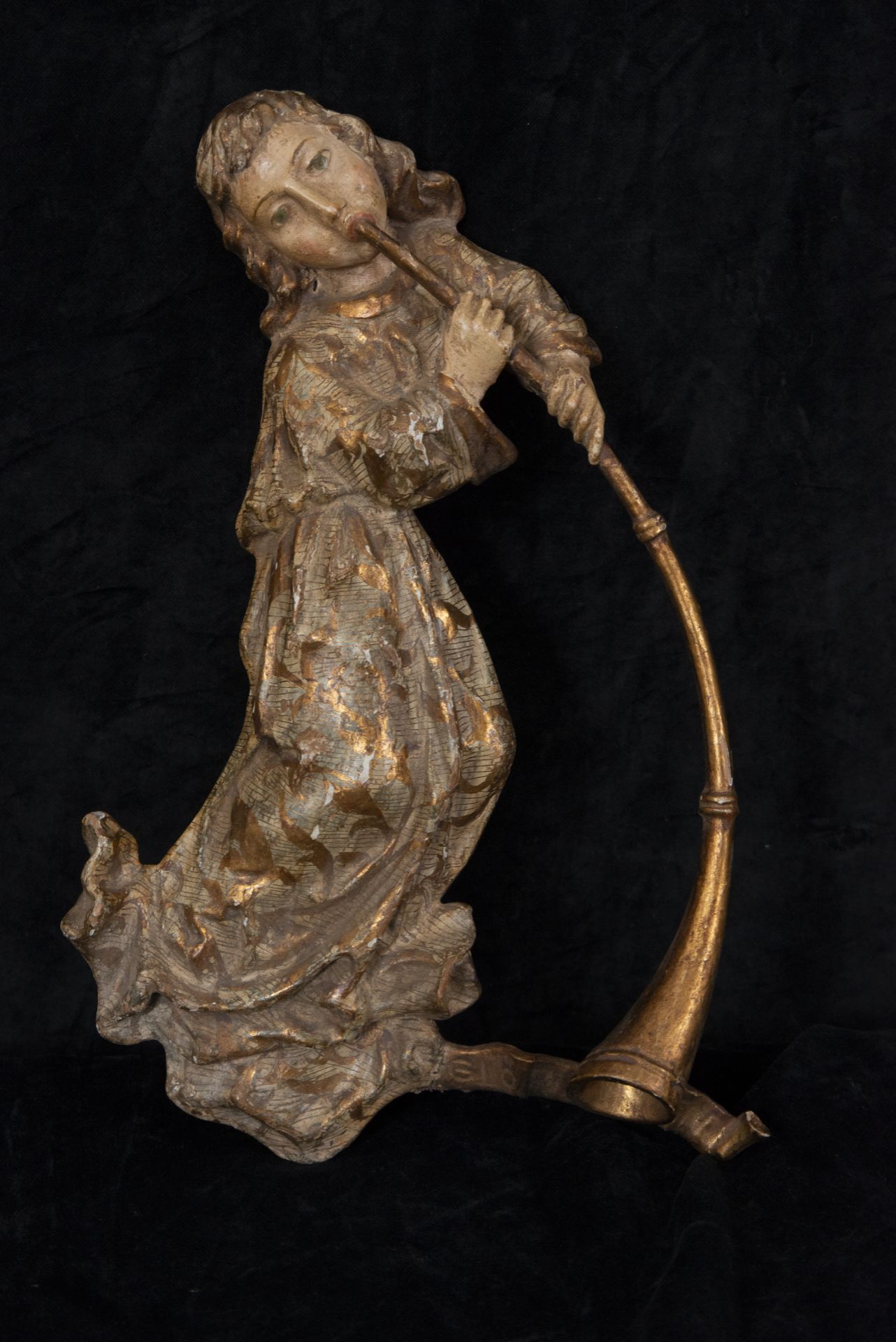 Magnificent pair of Baroque trumpeter angels from the 18th century - Image 5 of 8