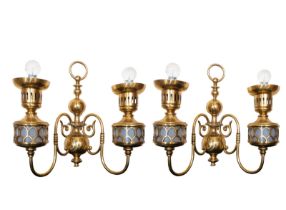 Pair of Art Nouveau Wall Lights from the first half of the 20th century, in gilt bronze
