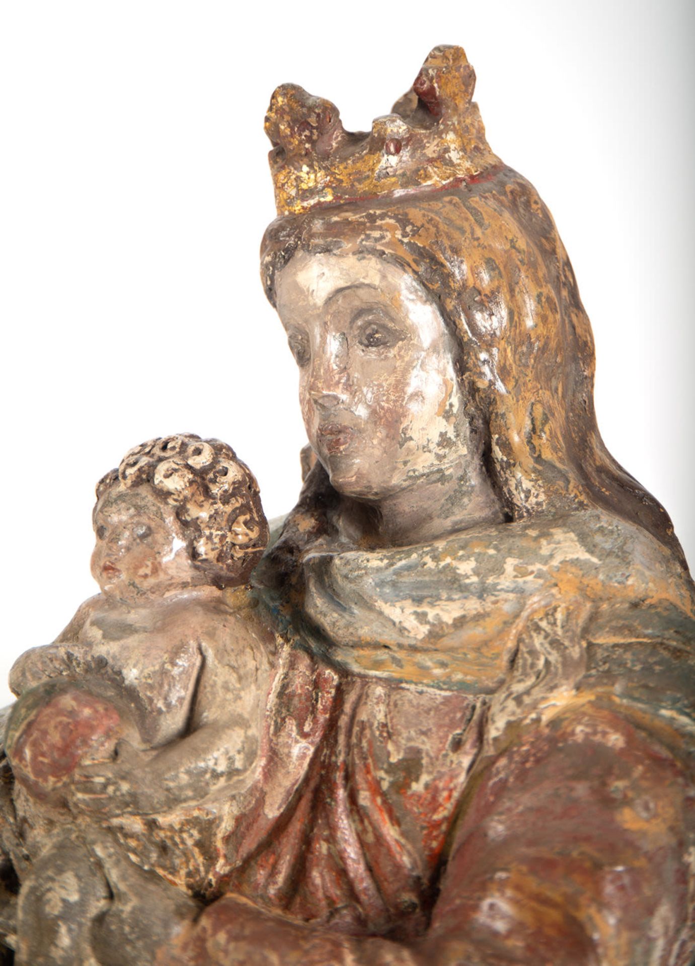 Virgin with Child in polychrome stone, Talleres de Malines, XV - XVI centuries - Image 10 of 14