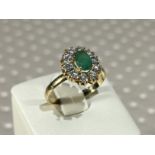 18k GOLD ring, Emerald and zircons