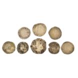 Assortment of English Hammered Coins, 8 coins comprising; (2x) Elizabeth I, sixpences (S.2562 &