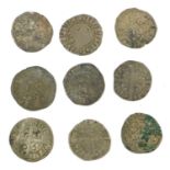 Mixed Edward I Long Cross Pennies, 9 coins altogether; London, York and Canterbury mints; mixed