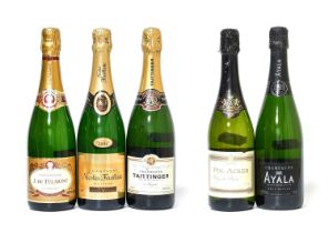 Taittinger NV Brut Champagne (one bottle), Nicolas Feuillatte 2004 Millésime Champagne (one bottle),