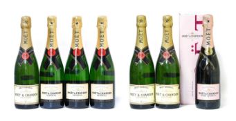 Moët Chandon NV Brut Impérial Champagne (six bottles), Moët Chandon NV Rosé Impérial Champagne (