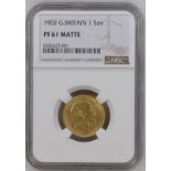 1902 Gold Sovereign Matte Proof NGC PF 61 MATTE #6382423-001 (AGW=0.2355 oz.)