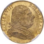 France Louis XVIII 1815 R Gold 20 Francs London NGC MS 62 #6066339-076 (AGW=0.1867 oz.)