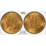 Italy Vittorio Emanuele II 1865 T BN Gold 20 Lire PCGS MS63 #42926357 (AGW=0.1867 oz.)