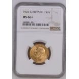 1925 Gold Sovereign NGC MS 66+ #6440481-052 (AGW=0.2355 oz.)