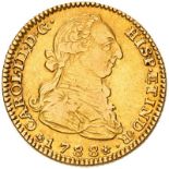 Spain 1788 M Gold 2 Escudos Carlos III (AGW=0.1905 oz.)