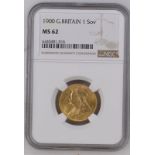 1900 Gold Sovereign NGC MS 62 #6440481-016 (AGW=0.2355 oz.)