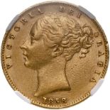 1858 Gold Sovereign NGC AU 55 #5787248-049 (AGW=0.2355 oz.)