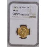 1915 Gold Sovereign NGC MS 63 #6440481-029 (AGW=0.2355 oz.)