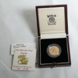 1990 Gold Sovereign Proof About FDC Box & COA (AGW=0.2355 oz.)