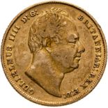 1832 Gold Sovereign First bust About very fine. Extremely rare (AGW=0.2355 oz.)