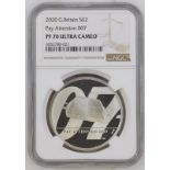 2020 Silver 2 Pounds (1 oz.) James Bond, Pay Attention Proof NGC PF 70 ULTRA CAMEO #6055780-021 Box