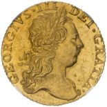 1773/1 Gold Guinea 3 over 1 Overdate Single Finest NGC MS 64 #2124450-030 (AGW=0.2467 oz.)