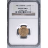 1911 Gold Half-Sovereign Proof NGC PF 64 CAMEO #3160477-005 (AGW=0.1176 oz.)