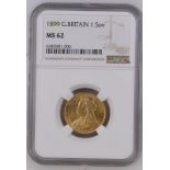 1899 Gold Sovereign NGC MS 62 #6440481-006 (AGW=0.2355 oz.)