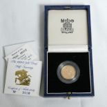 1991 Gold Half-Sovereign Proof About FDC Box & COA (AGW=0.1178 oz.)