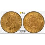 Italy Vittorio Emanuele II 1865 T BN Gold 20 Lire PCGS MS63 #42926358 (AGW=0.1867 oz.)