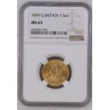 1899 Gold Sovereign NGC MS 63 #6440481-004 (AGW=0.2355 oz.)